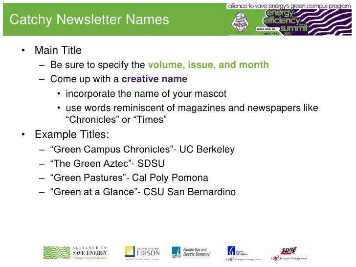 newsletter titles