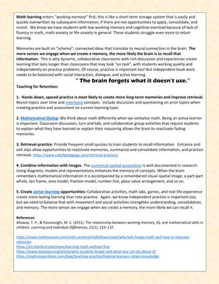 Enhancing Math Retention: Strategies for Long-Term Learning and ...