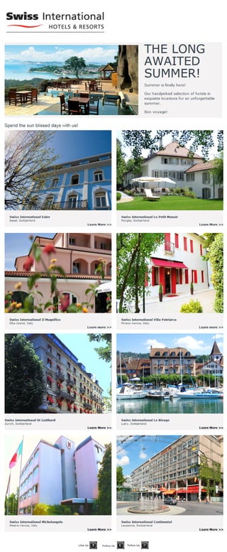 Swiss International Hotels & Resorts Summer collection