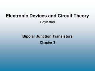 Bipolar Junction Transistors
Chapter 3
Boylestad
Electronic Devices and Circuit Theory
 