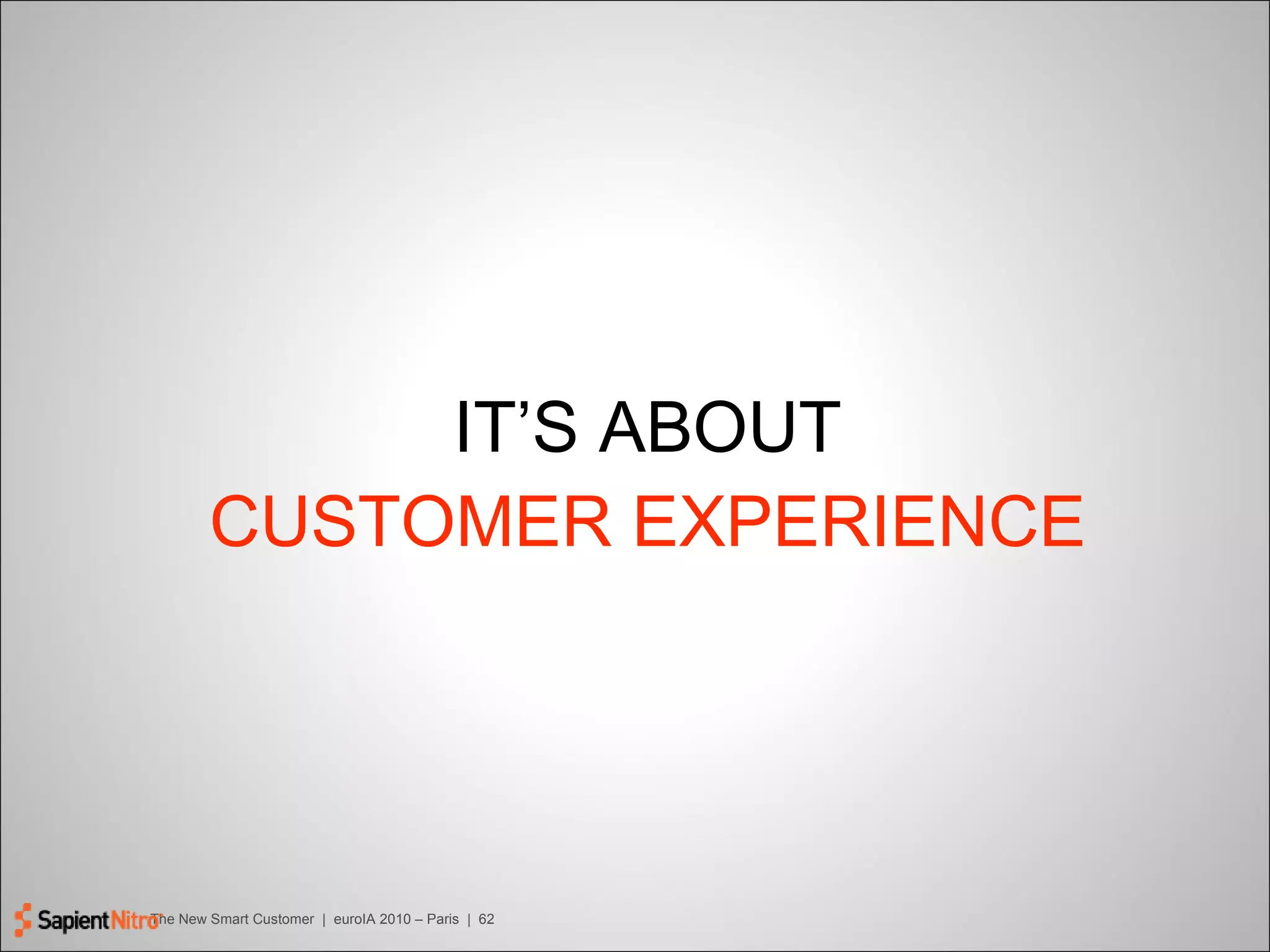 IT’S ABOUT CUSTOMER EXPERIENCE 