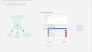 Funcionalidades de Arquivo
As novas opções de privacidade
permitem que você escolha quem
poderá ver uma pasta de notícias
!
São três as opções:
#
Na página de edição
de uma pasta
Selecione quem
pode ver esta Pasta
e as notícias slavas
dentro dela
Salve as alterações
Como alterar quem pode ver uma Pasta de Notícias
9
:
; <
Visível para todos os
usuários do NewsMonitor.
Inclusive usuários de
outras organizações.
Visível somente
para usuários da
sua organização
Visível somente
para você e
colaborades -
Pasta Privada
 