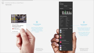 )
Carta de Resultado
Fundo Claro
!
Estas Cartas são usadas para
mostrar os diferentes tipos de
resultados na ferramenta,
como notícias, sites, usuários
ou pastas.
-
Carta de Insights
Fundo Escuro
!
Nestes cartas você encontra uma
série de insights vinculados ao
contexto em que ela aparece.
!
Podem ser insights sobre uma
busca, página de site ou de
usuário, monitoramento
ou sobre uma pasta.
Exemplo de uma
Cartão de Resultado
do tipo Notícia
Exemplo de um Cartão
de Insights em uma
busca por Business
! Conhecendo a interface
Tipos de cartas
 