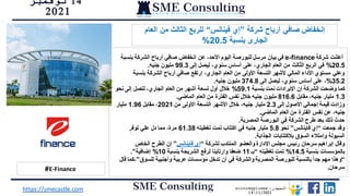 14
‫نوفمبر‬
2021
#E-Finance
‫شركة‬ ‫أرباح‬ ‫صافي‬ ‫إنخفاض‬
”
‫فينانس‬ ‫إي‬
“
‫العا‬ ‫من‬ ‫الثالث‬ ‫للربع‬
‫م‬
‫بنسبة‬ ‫الجارى‬
20.5
%
‫شركة‬ ‫أعلنت‬
e-finance
‫عن‬ ،‫األحد‬ ‫اليوم‬ ‫للبورصة‬ ‫مرسل‬ ‫بيان‬ ‫في‬
‫بنس‬ ‫الشركة‬ ‫أرباح‬ ‫صافي‬ ‫انخفاض‬
‫بة‬
20.5
%
‫إلى‬ ‫ليصل‬ ،‫سنوي‬ ‫أساس‬ ‫على‬ ،‫الجاري‬ ‫العام‬ ‫من‬ ‫الثالث‬ ‫الربع‬ ‫في‬
99.3
‫جنيه‬ ‫مليون‬
.
‫بنسبة‬ ‫الشركة‬ ‫أرباح‬ ‫صافي‬ ‫إرتفع‬ ،‫الجاري‬ ‫العام‬ ‫من‬ ‫األولى‬ ‫التسعة‬ ‫ألشهر‬ ‫المالي‬ ‫األداء‬ ‫مستوي‬ ‫وعلي‬
35.2
%
‫إلى‬ ‫ليصل‬ ،‫سنوي‬ ‫أساس‬ ‫على‬ ،
374.8
‫جنيه‬ ‫مليون‬
.
‫بنسبة‬ ‫نمت‬ ‫اإليرادات‬ ‫إن‬ ‫الشركة‬ ‫وضحت‬ ‫كما‬
59.1
%
‫نحو‬ ‫إلى‬ ‫لتصل‬ ،‫الجاري‬ ‫العام‬ ‫من‬ ‫أشهر‬ ‫تسعة‬ ‫أول‬ ‫خالل‬
1.3
‫مقابل‬ ،‫جنيه‬ ‫مليار‬
816.6
‫الماضي‬ ‫العام‬ ‫من‬ ‫الفترة‬ ‫نفس‬ ‫خالل‬ ‫جنيه‬ ‫مليون‬
.
‫إلى‬ ‫األصول‬ ‫إجمالي‬ ‫قيمة‬ ‫وزادت‬
2.3
‫من‬ ‫األولى‬ ‫التسعة‬ ‫األشهر‬ ‫خالل‬ ،‫جنيه‬ ‫مليار‬
2021
‫مقابل‬ ،
1.96
‫مليار‬
‫الماضي‬ ‫العام‬ ‫من‬ ‫الفترة‬ ‫نفس‬ ‫عن‬ ،‫جنيه‬
.
‫المصرية‬ ‫البورصة‬ ‫في‬ ‫الشركة‬ ‫طرح‬ ‫بعد‬ ‫ذلك‬ ‫حدث‬
.
‫جمعت‬ ‫وقد‬
“
‫فاينانس‬ ‫إي‬
”
‫نحو‬
5.8
‫تغطيته‬ ‫تمت‬ ‫اكتتاب‬ ‫في‬ ‫جنيه‬ ‫مليار‬
61.38
‫توفر‬ ‫علي‬ ‫دل‬ ‫مما‬ ،‫مرة‬
‫الجذابة‬ ‫بالكتتابات‬ ‫السوق‬ ‫وإمتالء‬ ‫السيولة‬
.
‫لشركة‬ ‫المنتدب‬ ‫والعضو‬ ‫اإلدارة‬ ‫مجلس‬ ‫رئيس‬ ‫سرحان‬ ‫إبراهيم‬ ‫وقال‬
“
‫فاينانس‬ ‫إي‬
”
‫الخاص‬ ‫الطرح‬ ‫إن‬
‫بنسبة‬ ‫بالمؤسسات‬
14.5
%
‫تغطيته‬ ‫تمت‬
“
‫بـ‬
11
‫بنسبة‬ ‫الشريحة‬ ‫لرفع‬ ‫وارتأينا‬ ‫ضعفا‬
10
%
‫إضافية‬
”
.
“
‫للسوق‬ ‫وأجنبية‬ ‫عربية‬ ‫مؤسسات‬ ‫تدخل‬ ‫أن‬ ‫في‬ ‫والشركة‬ ‫المصرية‬ ‫للبورصة‬ ‫بالنسبة‬ ً‫ا‬‫جد‬ ‫مهم‬ ‫وهذا‬
”
،
‫قال‬ ‫كما‬
‫سرحان‬
.
‫المصدر‬
:
economyplusme
1411/2021
https://smecastle.com
 