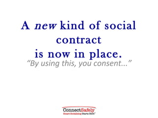 A new kind of social
      contract
  is now in place.
“By using this, you consent...”
 