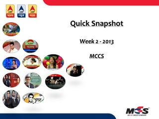 Quick Snapshot

  Week 2 - 2013

     MCCS
 
