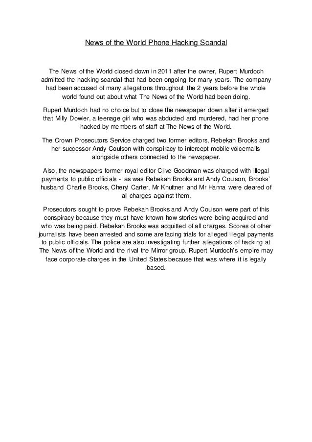 Rupert murdoch scandal essay