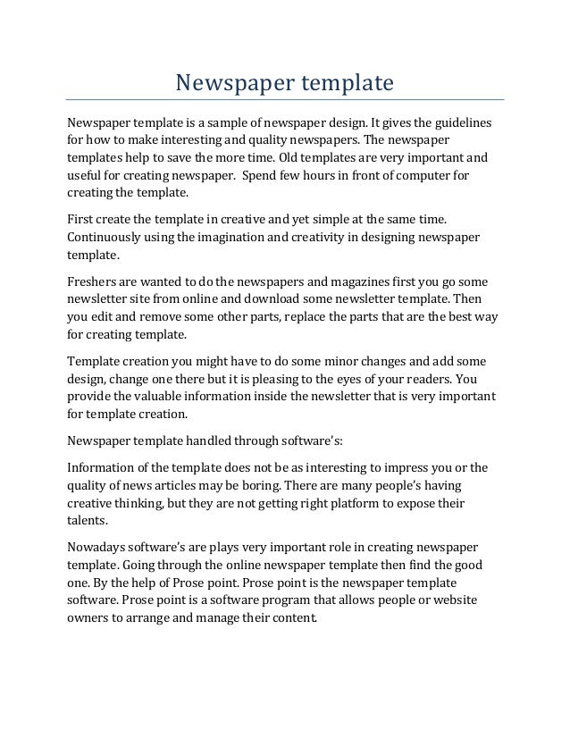 newspaper creating newspaper template