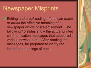 Newspaper Misprints ,[object Object]