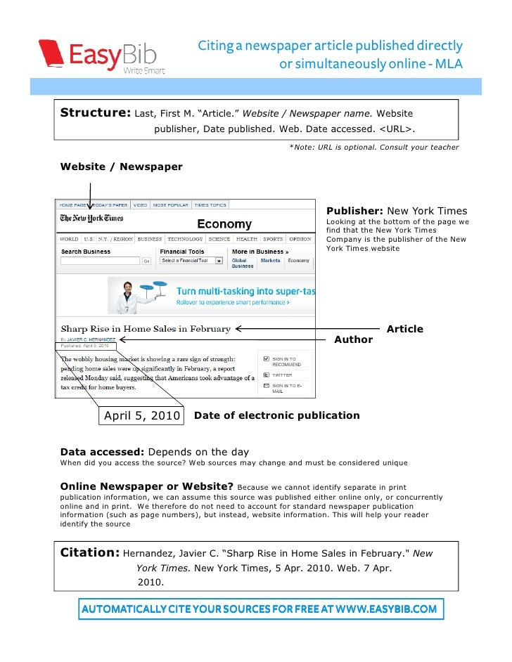 Citing a newspaper in MLA