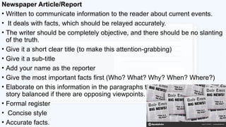 Comprehensive Guide to Writing Newspaper and Magazine Articles: Formats ...