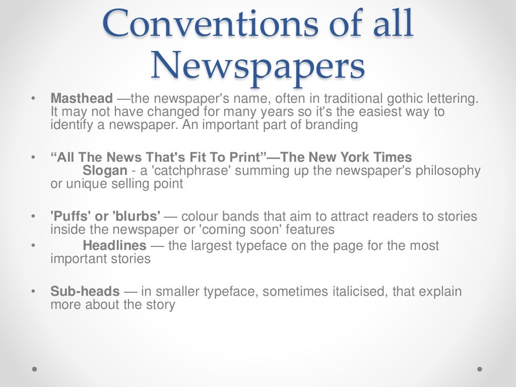 Newspaper conventions