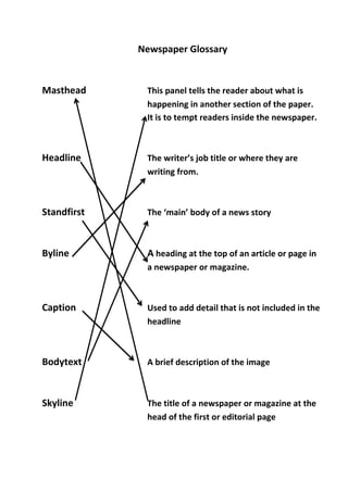 Article Standfirst Newspaper Glossary | DOCX