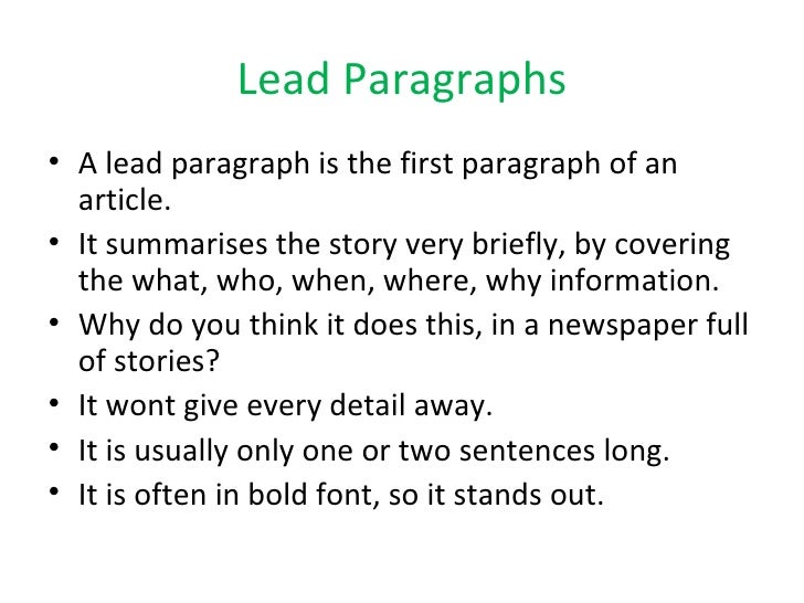 how to write a good lead for an article