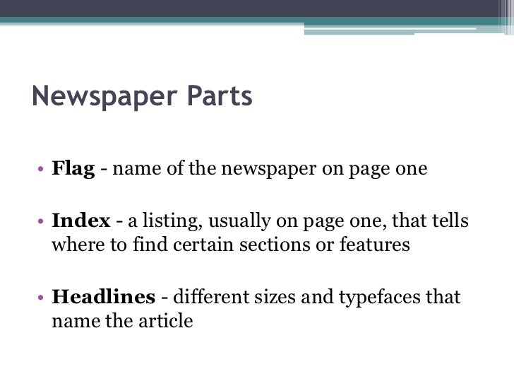 What are the different parts of a newspaper article?