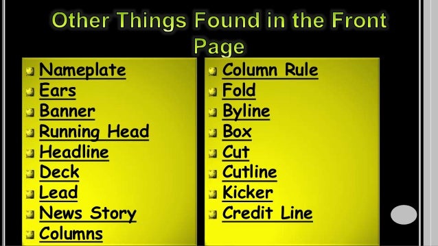 parts of a newspaper