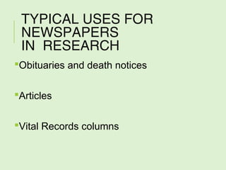 Using Newspapers in Your Research