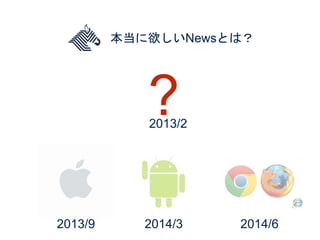本当に欲しいNewsとは？
2013/2
?
2013/9 2014/3 2014/6
 