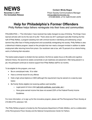Philly ReNew Helps Philly Dads with Criminal Backgrounds