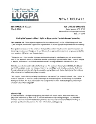  
                N E W S   R E L E A S E
 
 
FOR IMMEDIATE RELEASE  
May 6, 2013 
FOR MORE INFORMATION
Karen Moore, APR, ...