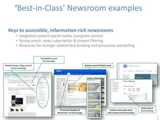 ‘Best-in-Class’ Newsroom examples

   Keys to accessible, information-rich newsrooms
           • Integrated content (soci...