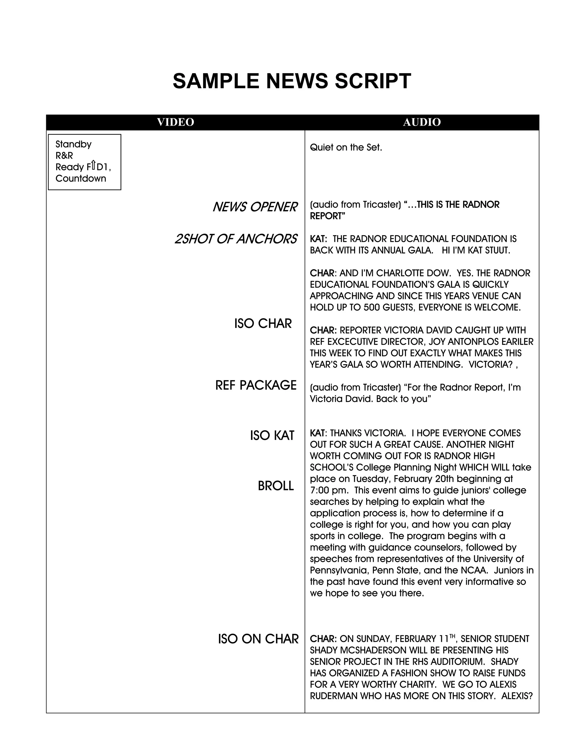 News script structure video | PDF