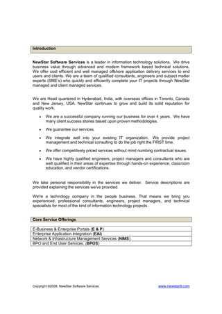 NewStar Software Services Service+Offerings