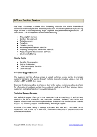 NewStar Software Services Service+Offerings