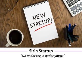Sizin Startup
“Nə qədər tez, o qədər yaxşı!”
 