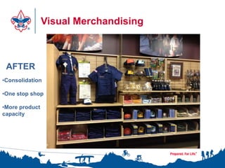Visual Merchandising



 AFTER
•Consolidation

•One stop shop

•More product
capacity
 