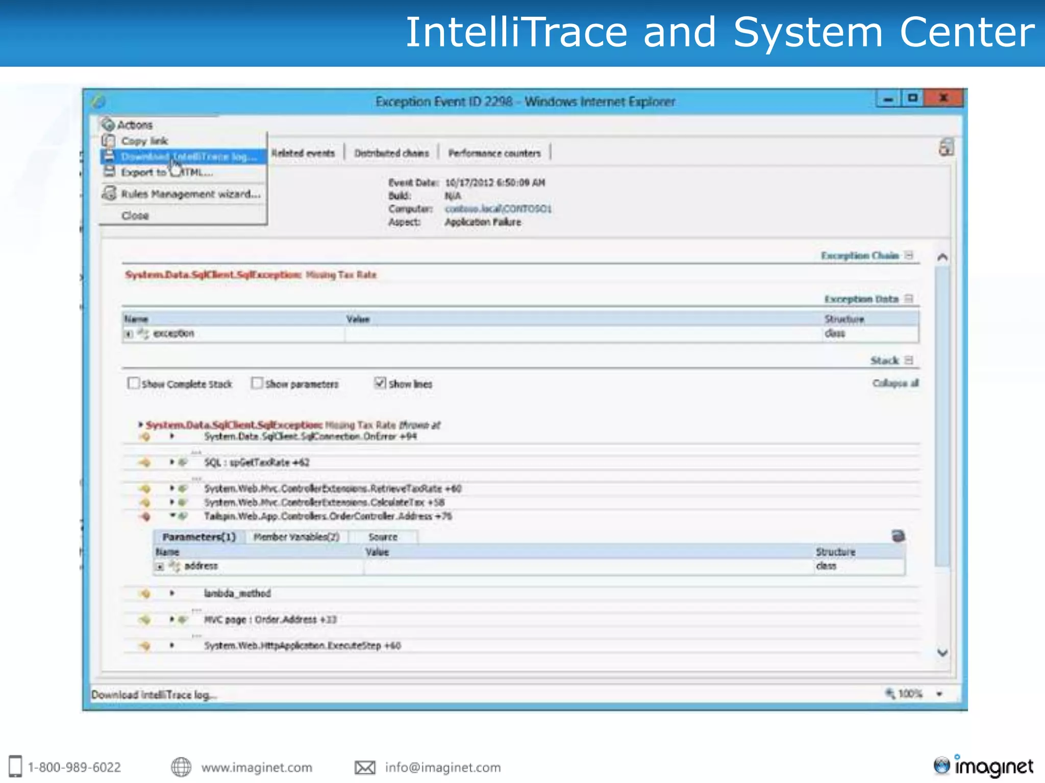 IntelliTrace and System Center
 