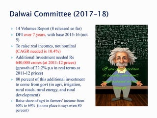  14 Volumes Report (8 released so far)
 DFI over 7 years, with base 2015-16 (not
5)
 To raise real incomes, not nominal...