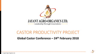 CASTOR PRODUCTIVITY PROJECT
Global Castor Conference – 24th February 2018
 