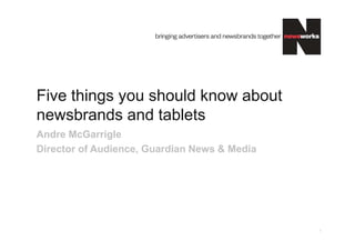 Five things you should know about
newsbrands and tablets
Andre McGarrigle
Director of Audience, Guardian News & Media




                                              1
 