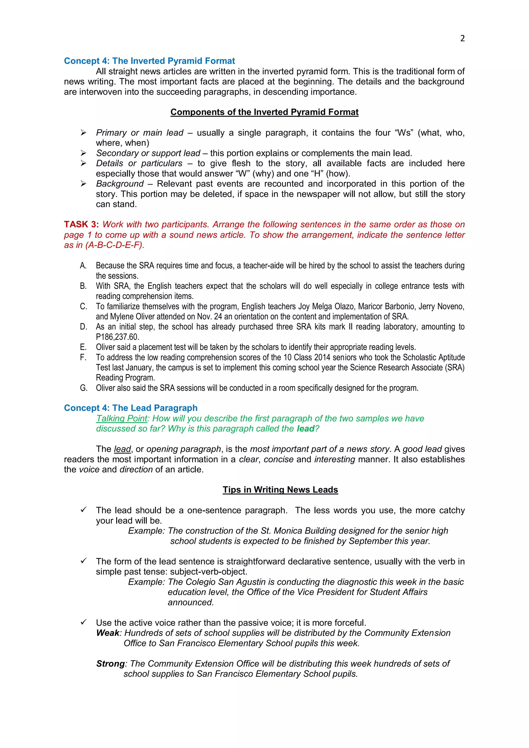 A Basic Module for News Writing | PDF