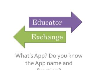 Educator
Exchange
What’s App? Do you know
the App name and
 