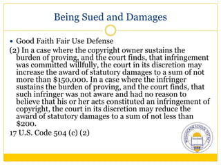 Copyright Policy #814The Board emphasizes that the United States Code makes it illegal for anyone to duplicate copyrighted materials without permission, except as otherwise permitted by law. The Board attests that severe penalties are provided for unauthorized copying of audio, visual, software or printed materials unless otherwise permissible. The Board acknowledges the copyright owner’s exclusive rights to reproduce, prepare (alter), distribute, perform and display his/her work.Areas for potential copyright infringement are defined through administrative guidelines. (i.e. copy machines, broadcast programs, distance learning, software, web publishing)