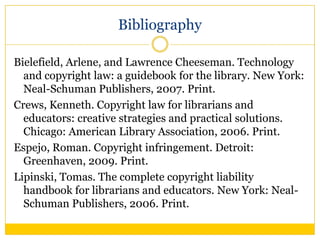 Copyright Policy #814The complexities of the law and the impracticality of supervising all District duplicating equipment require that each district employee becomes familiar with the copyright requirements and assume responsibility for adherence to this Board policy and the accompanying guidelines. Staff may make copies of copyrighted materials that fall within stated guidelines. Staff members who fail to follow this policy may be held personally liable for copyright infringement.The guidelines for applying fair use of copyrighted material are provided.
