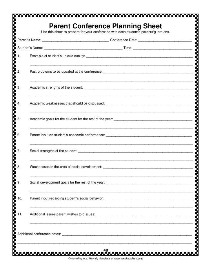 teacher planning sheet