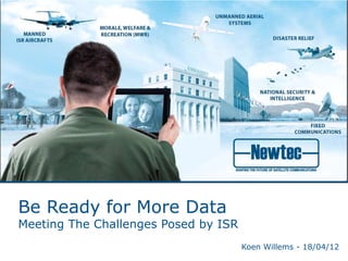 Be Ready for More Data
Meeting The Challenges Posed by ISR
                                      Koen Willems - 18/04/12
 