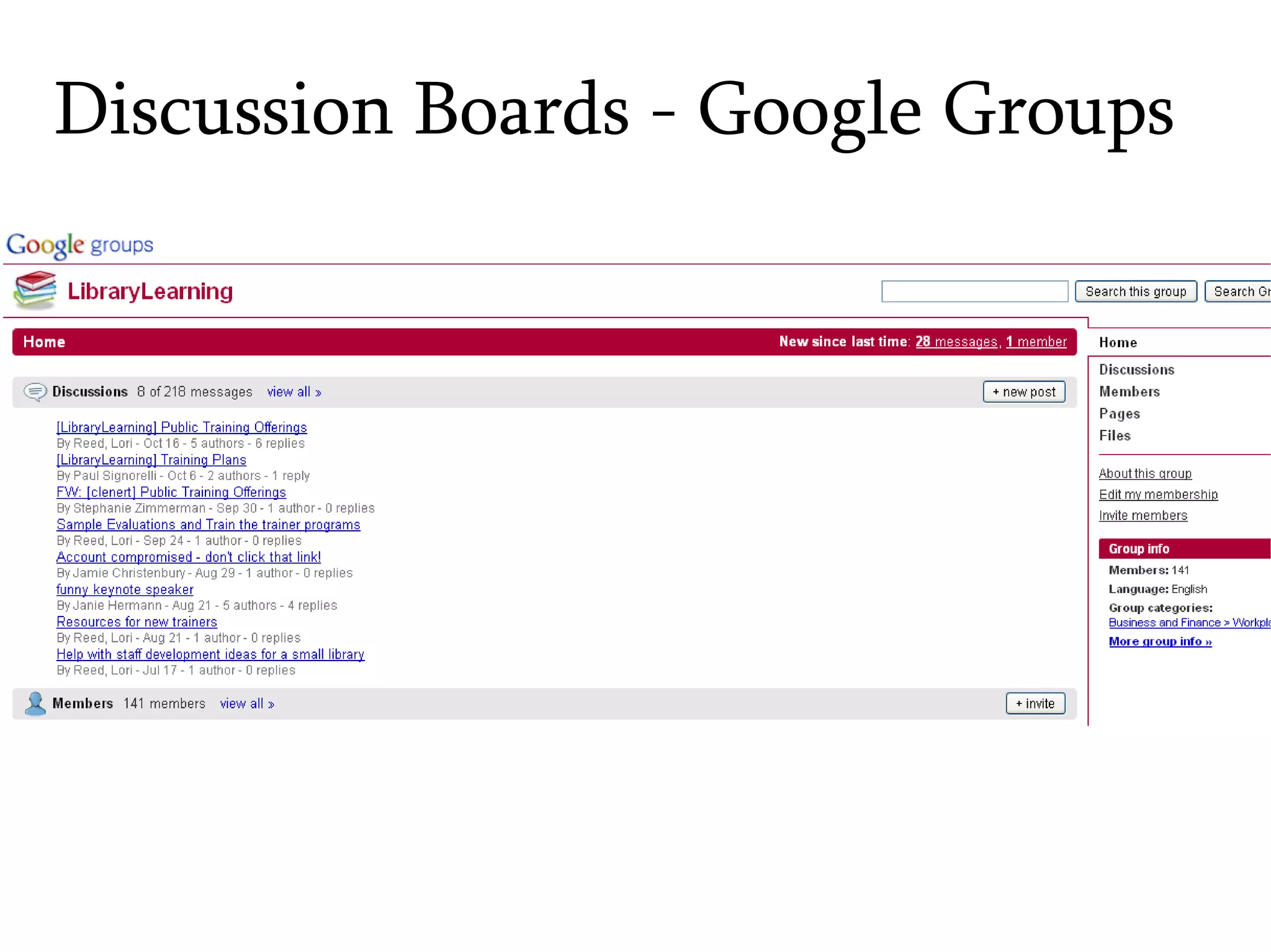Discussion Boards - Google Groups 