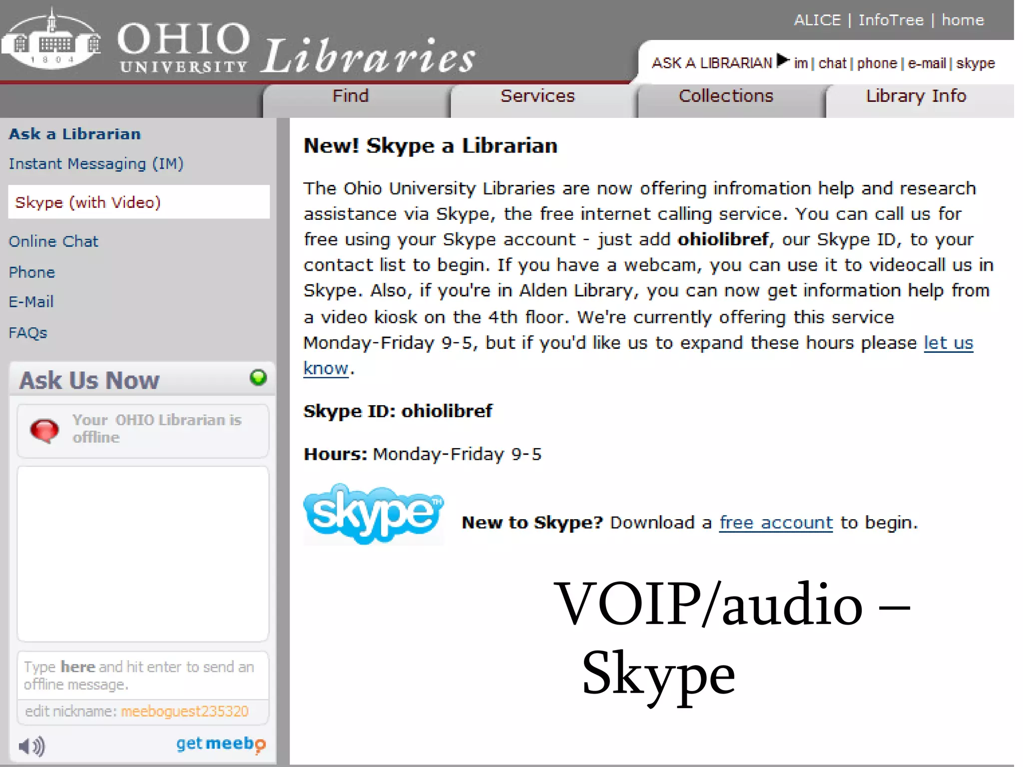 VOIP/audio – Skype‏ 