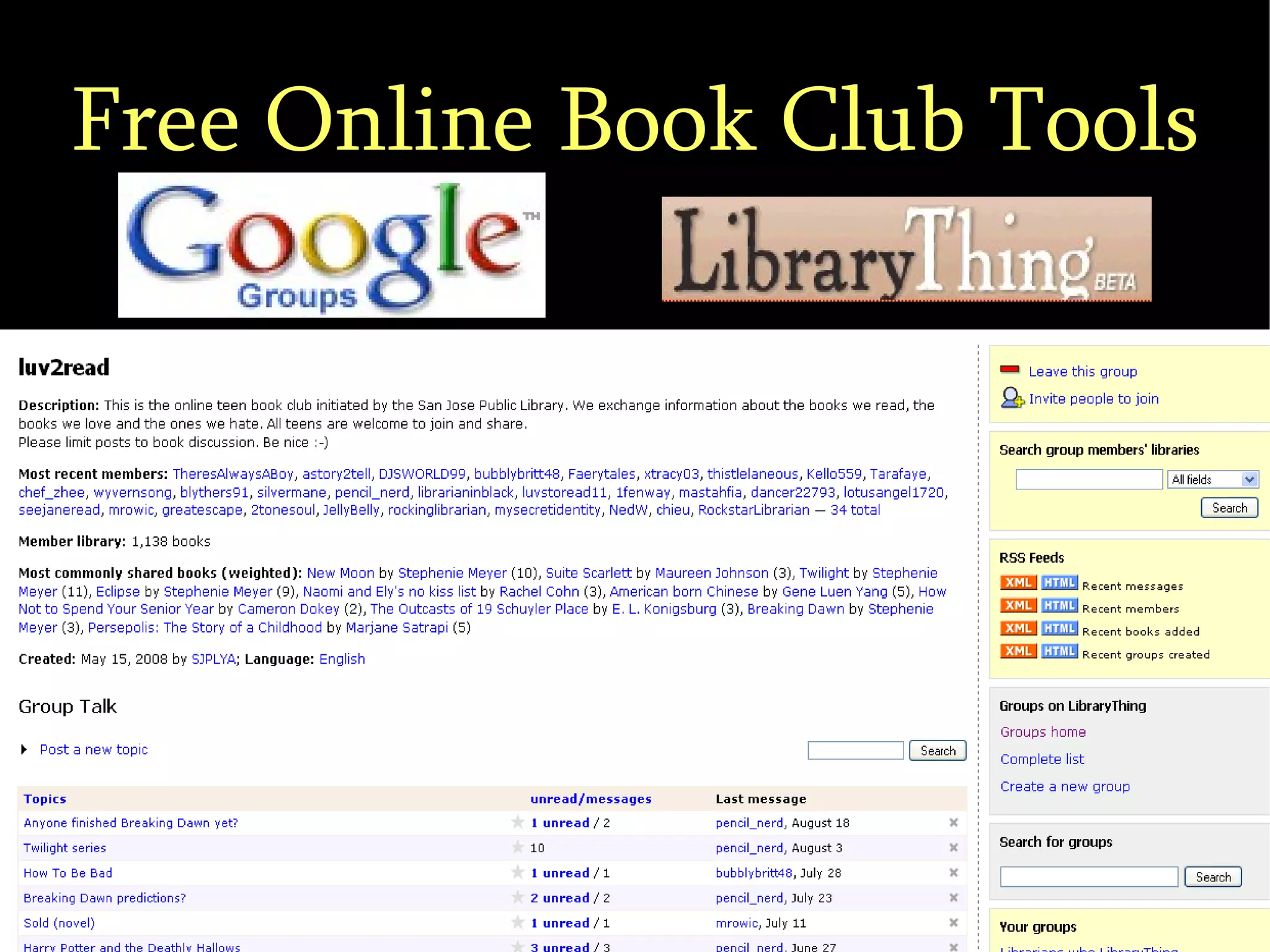Free Online Book Club Tools 
