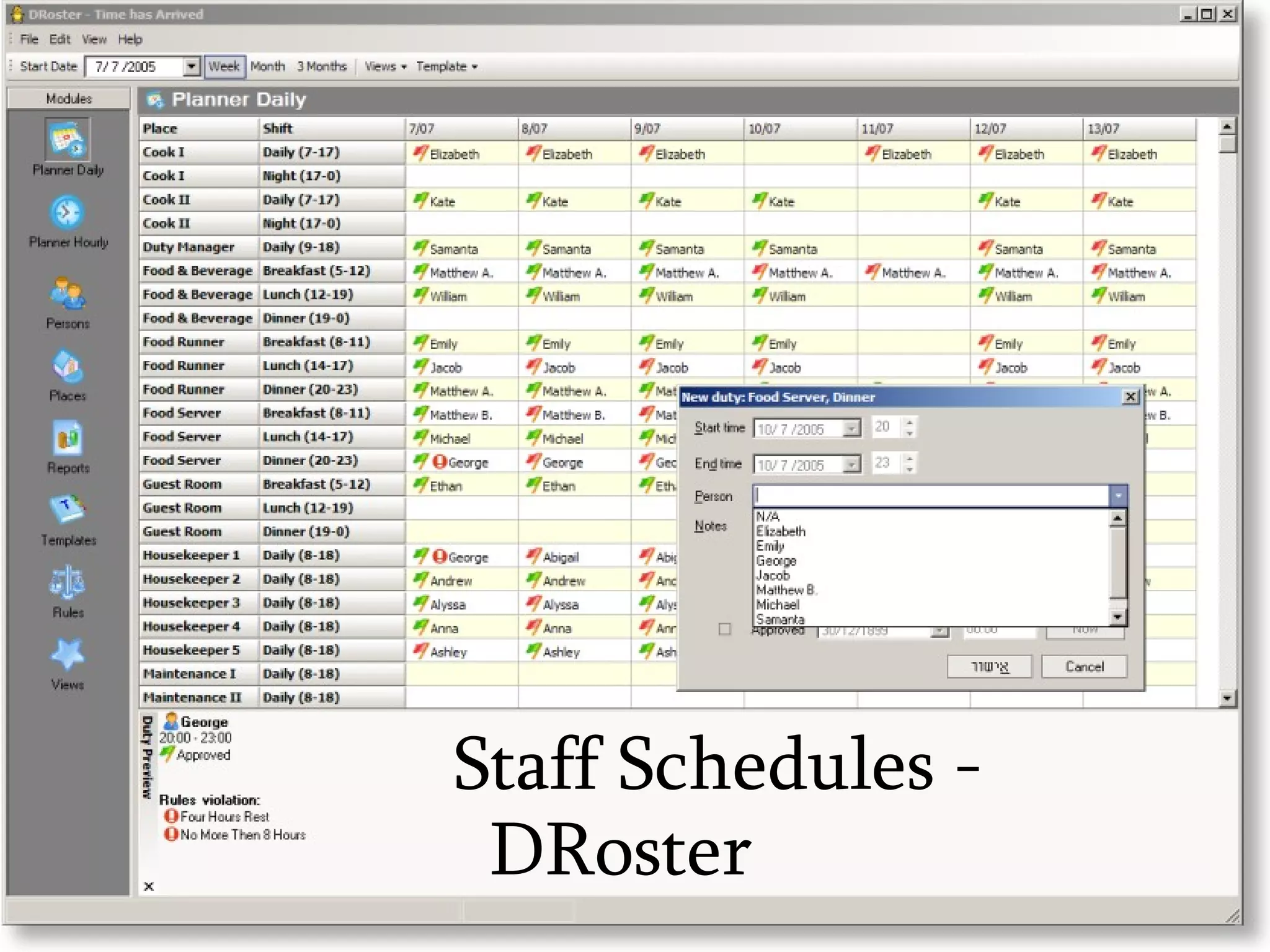 Staff Schedules - DRoster  