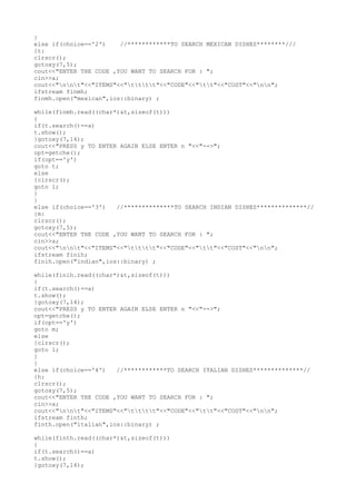 c++ project on restaurant billing | TXT