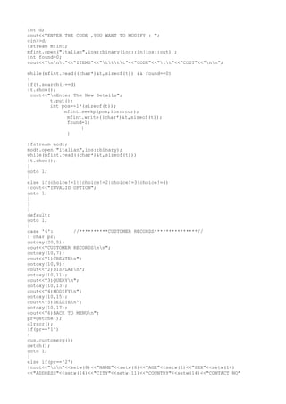 c++ project on restaurant billing | TXT