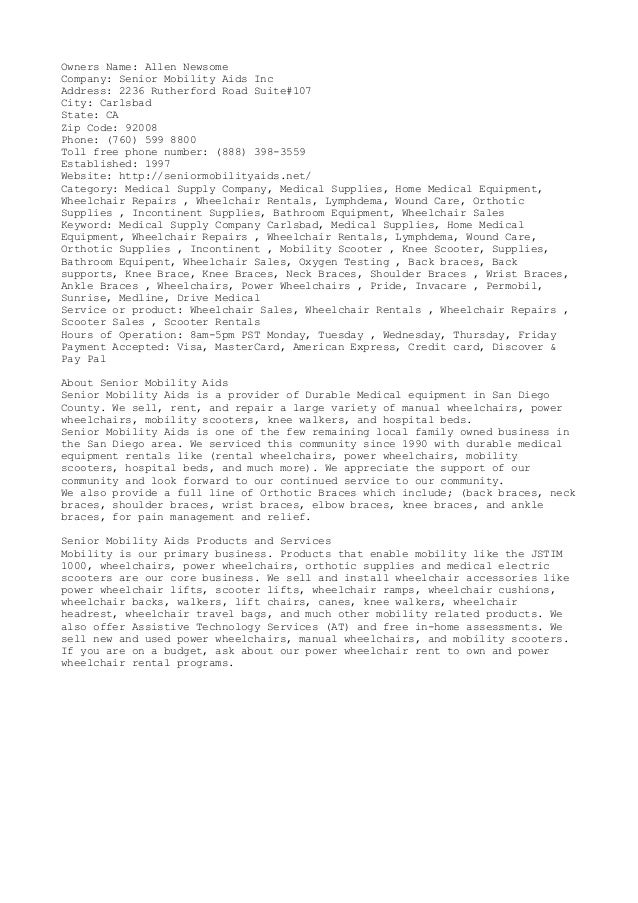 Senior Mobility Aids Inc