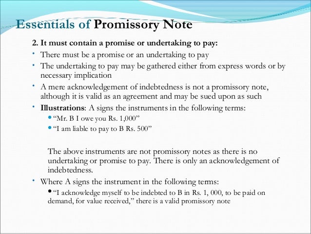 Essentials of promissory note