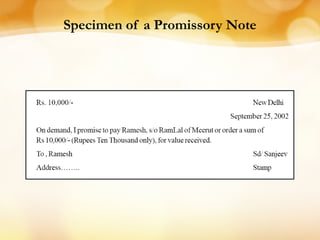 Specimen of a Promissory Note
 
