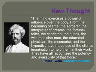 New ThoughtNEW THOUGHT IN AUSTRALIAHenry Cardew, SydneyVeni Cooper-Mathieson… pioneer work began in 1903Perth, Sydney, Blue Mountains, later TasmaniaGrace M Aguilar (Paul)  … marriedH George PaulBrisbane, Hobart, Adelaide, Sydney, Blue MountainsEmilie A Hulett, MelbourneWilloughby Connor, HobartH T Glover, AdelaideE E S Erle, Lee Marshall, David W McClure,      Elva Holcombeand others … Unity